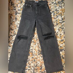 Adika High-Waist Black Distressed Boot-Cut Jeans